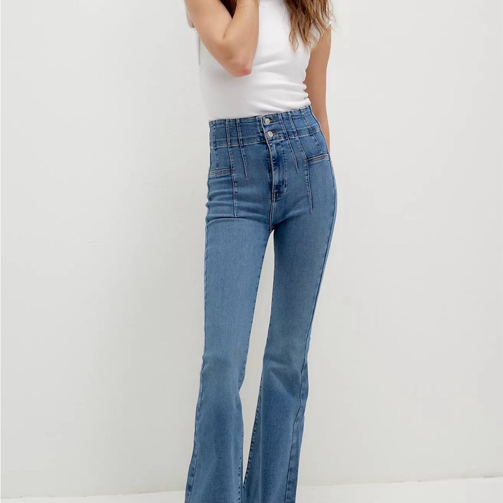 High-Waisted Blue Flare Jeans